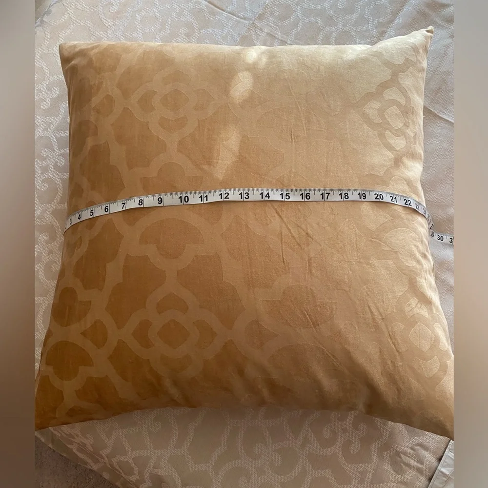 2 AVAILABLE- Z Gallerie Oversized Gold Damask Euro Down Pillow